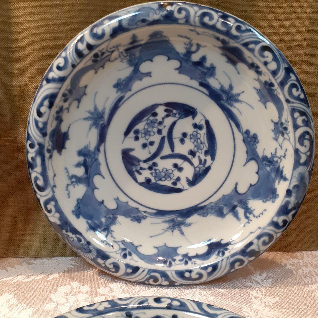 希少❤️古伊万里～玉縁蛸唐草紋平皿揃い