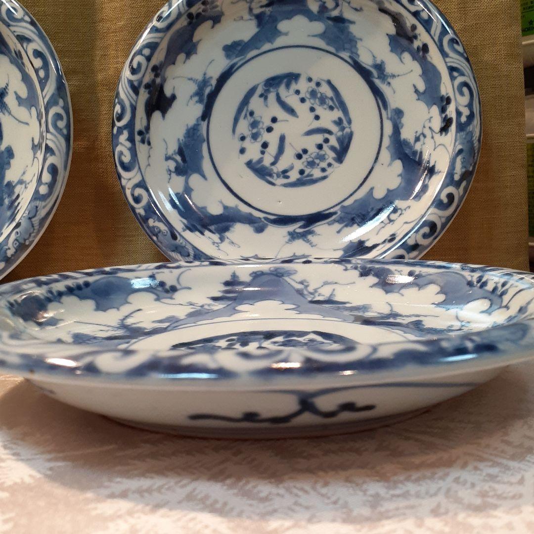 希少❤️古伊万里～玉縁蛸唐草紋平皿揃い