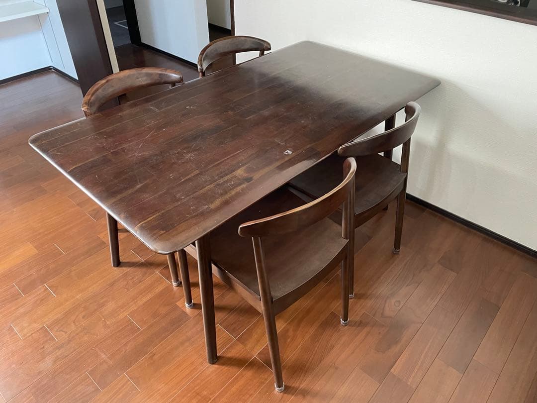 ダークブラウン 木製ダイニングチェア☆4☆送料込