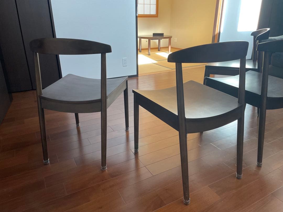 ダークブラウン 木製ダイニングチェア☆4☆送料込