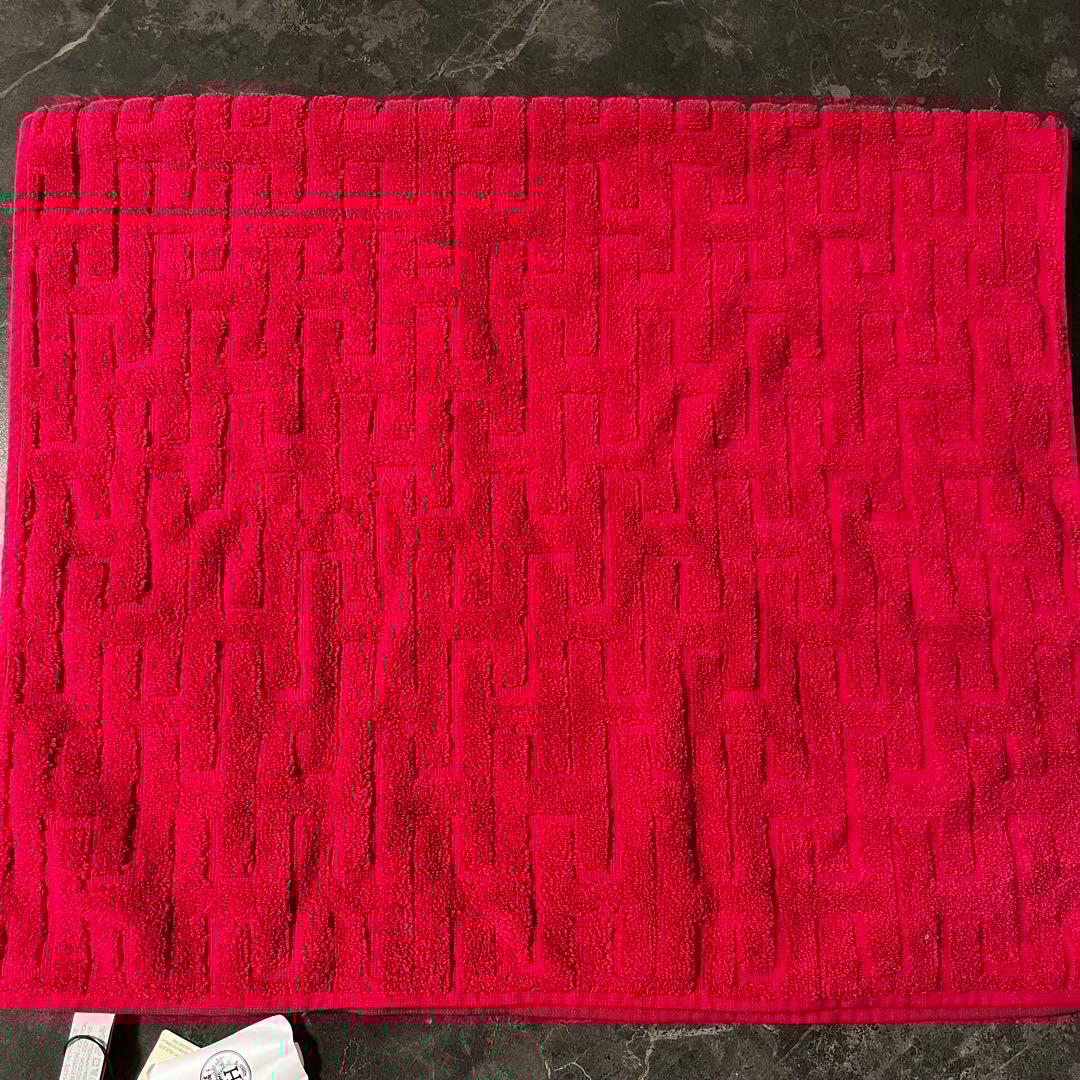 エルメス HERMES バスタオル フェイスタオル H柄 レッド系 未使用