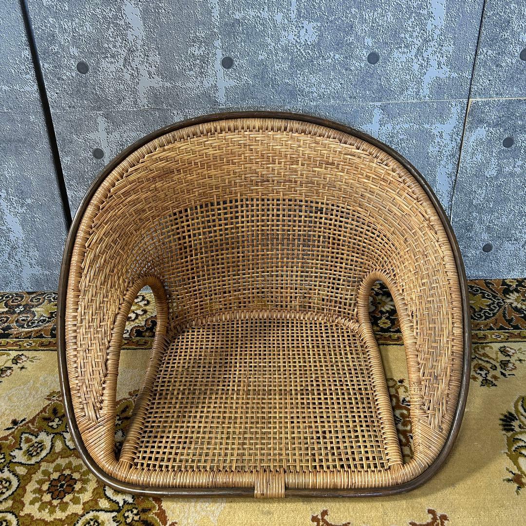 ꧁今枝ラタン꧂座椅子3脚 籐家具 いす イス チェア 昭和レトロ モダン