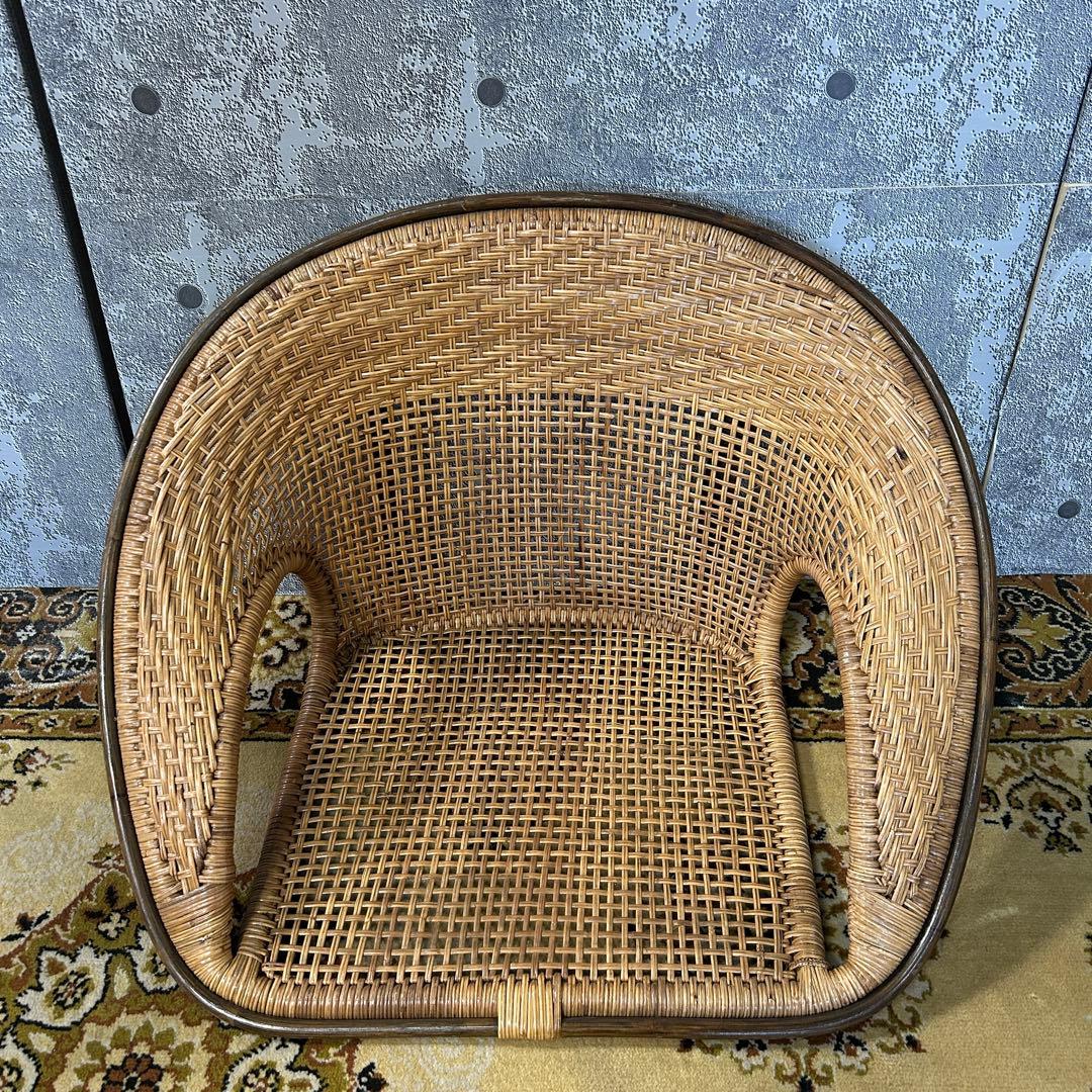 ꧁今枝ラタン꧂座椅子3脚 籐家具 いす イス チェア 昭和レトロ モダン