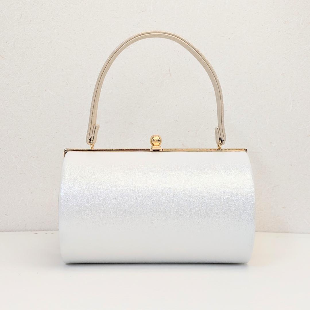 草履バッグセット 振袖 帯地 白 ベージュ LLサイズ 三枚芯 w47-4