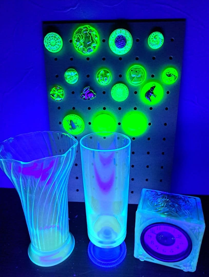 【希少】ウランガラス　大正アンティーク　大正時計　まとめ売り　発光　レトロ