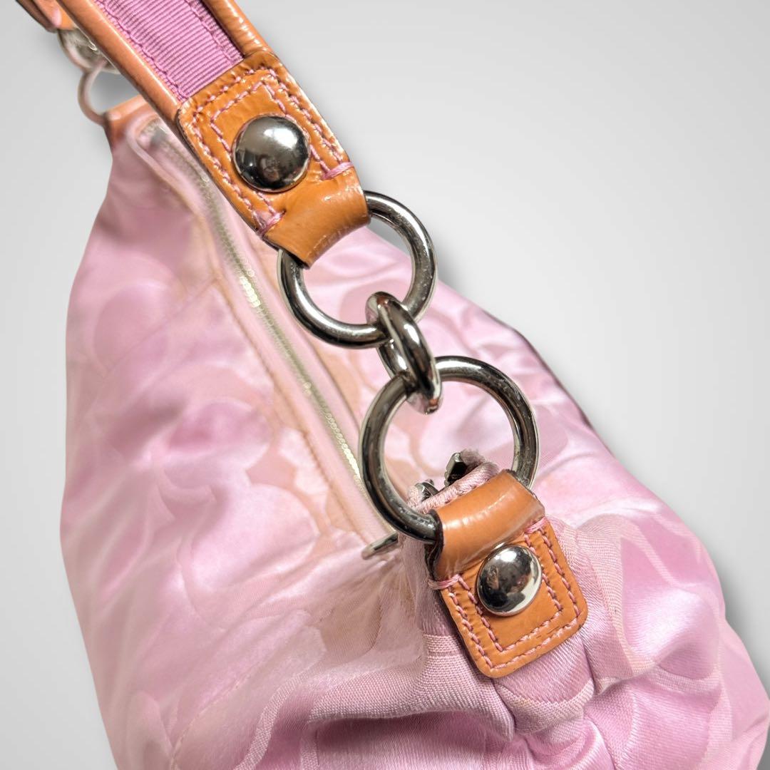バッグ COACH poppy pink signature shoulder hobo