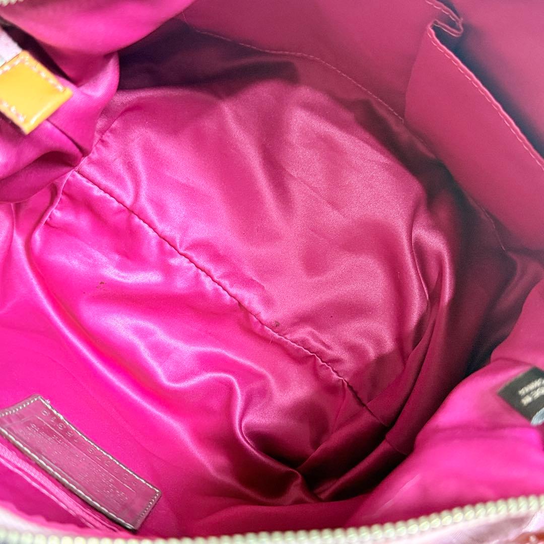 バッグ COACH poppy pink signature shoulder hobo