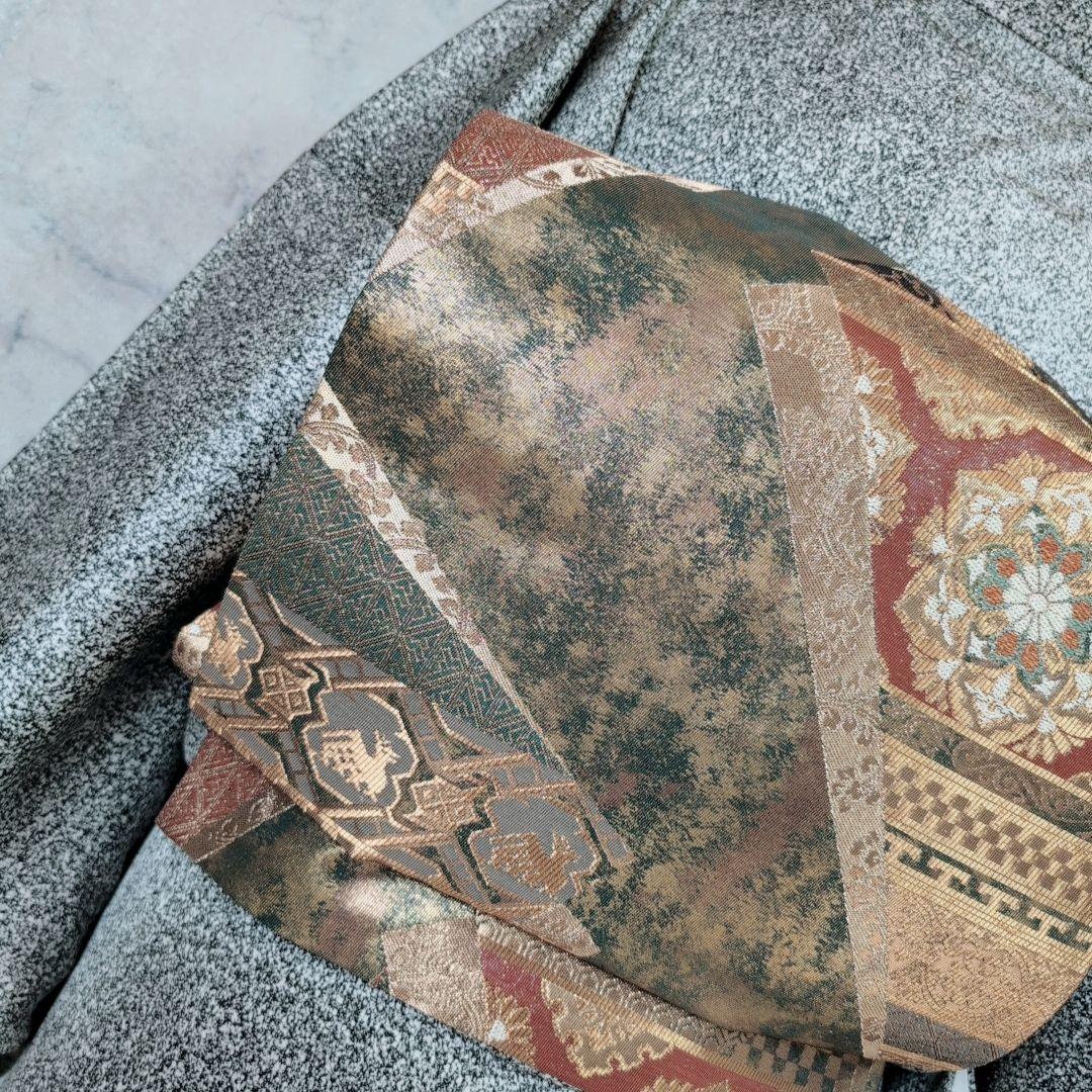 訪問着　フルセット　着物　正絹　たたき染め　白黒　モノトーン　シック　蔦　F5