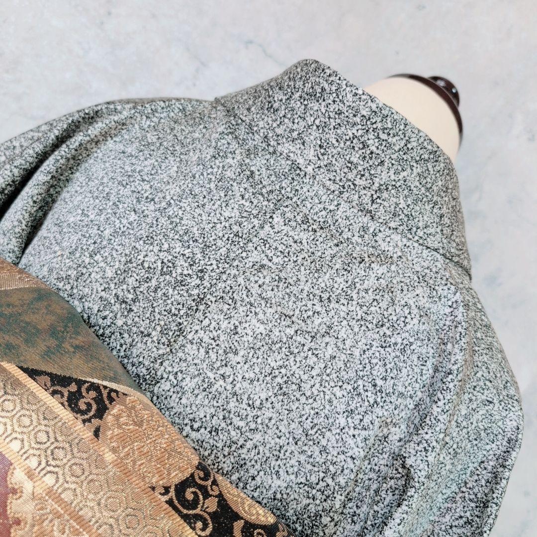 訪問着　フルセット　着物　正絹　たたき染め　白黒　モノトーン　シック　蔦　F5