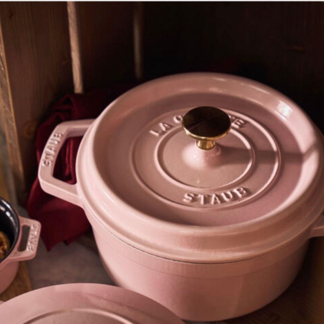 ♡ストウブ 鍋つかみ付き！ピコ　ココットラウンド　20cm ソルベローズ　ピンク