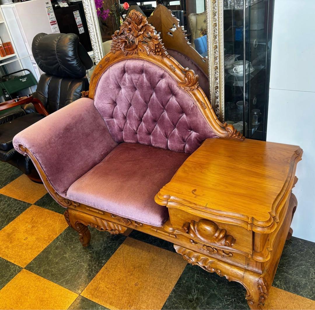 【地域限定無料配送】ソファテレフォンチェアイタリア猫脚アンティーク