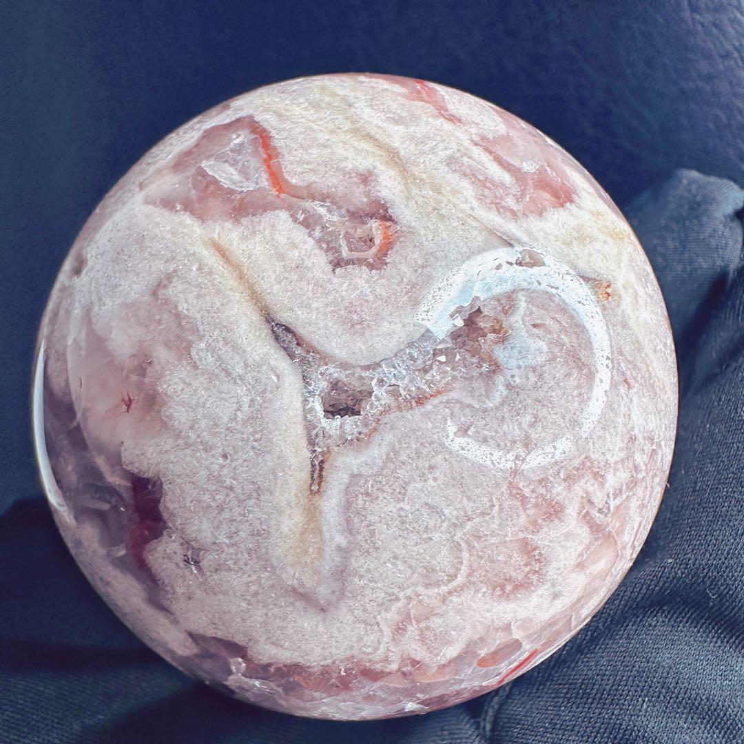 絶品☆爆アレ❗️キラキラ☆桜瑪瑙共生 ピンクアメジスト スフィア 丸玉A1173