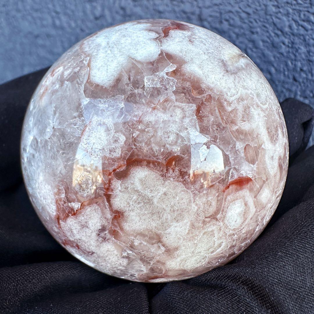 絶品☆爆アレ❗️キラキラ☆桜瑪瑙共生 ピンクアメジスト スフィア 丸玉A1173