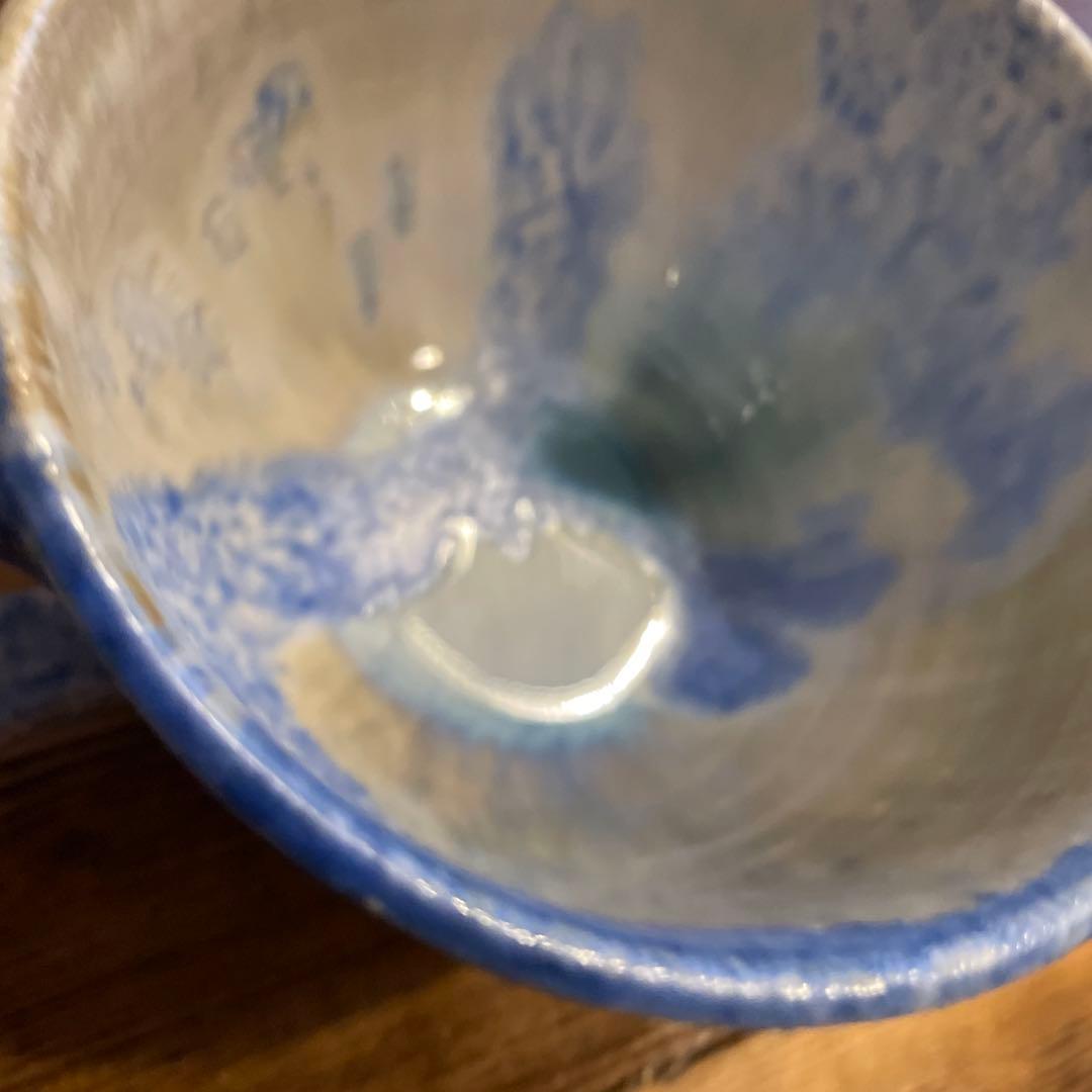 新品　神尾奈々さん　美しすぎるペアカップ&プレート4点セット　陶芸作家