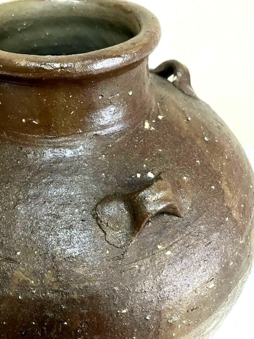 室町時代 信楽焼 壺 古美術 骨董品 花瓶 茶葉入 茶道具 大壺 備前焼 一点物