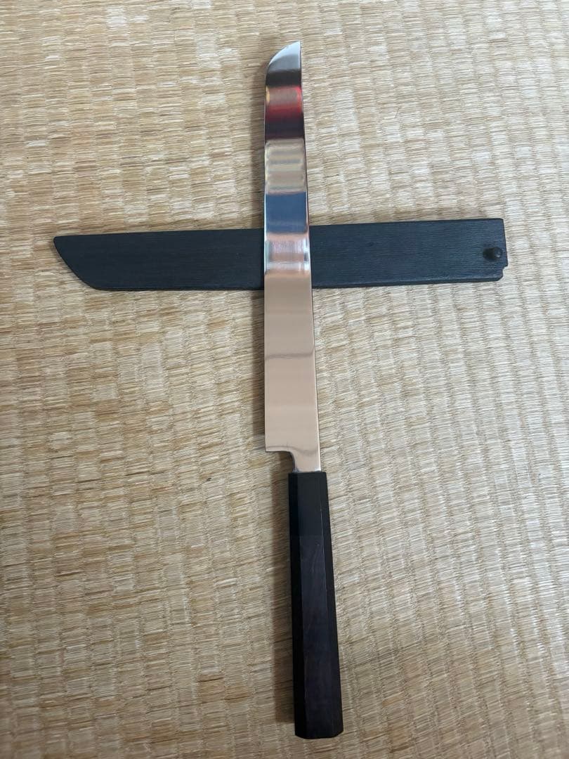 先丸刺身包丁　鏡面仕立　刃渡り約27㎝　高級金蘭包丁袋付