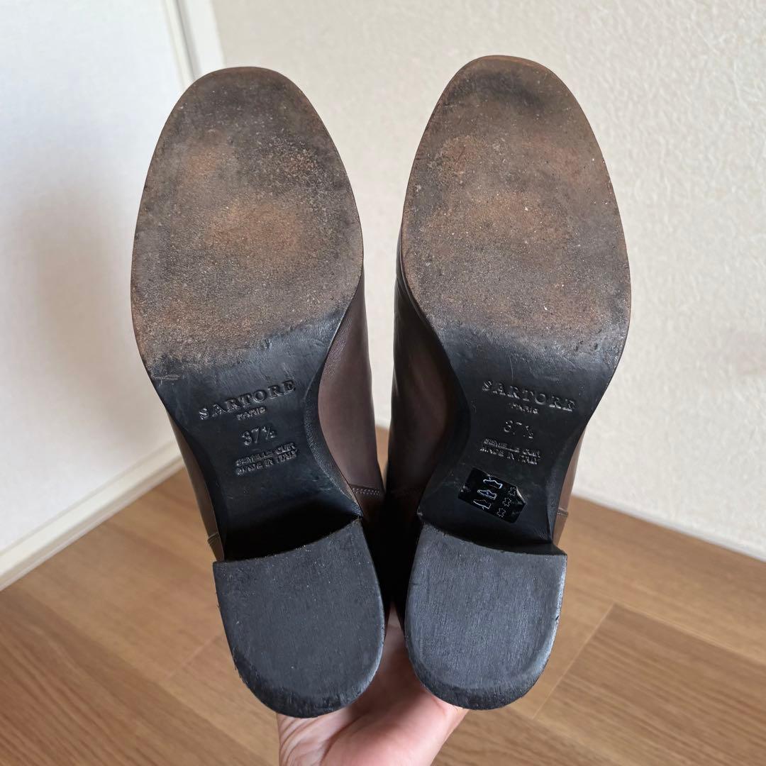 SARTORE★サルトル37.5 ダークブラウン 本革 ロングブーツ