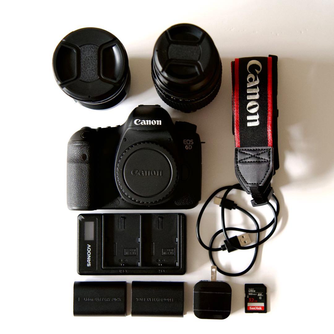 【良品】Canon EOS 6D 一眼レフ 望遠セット フルセット レンズ2本