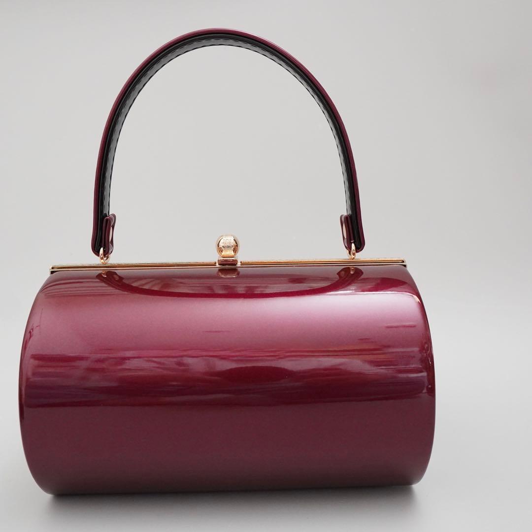 【訳あり】[ワイン×黒]エナメル草履バッグセット　フリーサイズ　成人式　卒業式