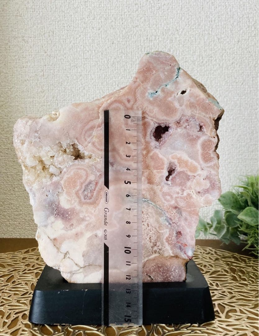 【希少】 特大　ピンクアメジスト✨　晶洞　原石　台座付き　置物