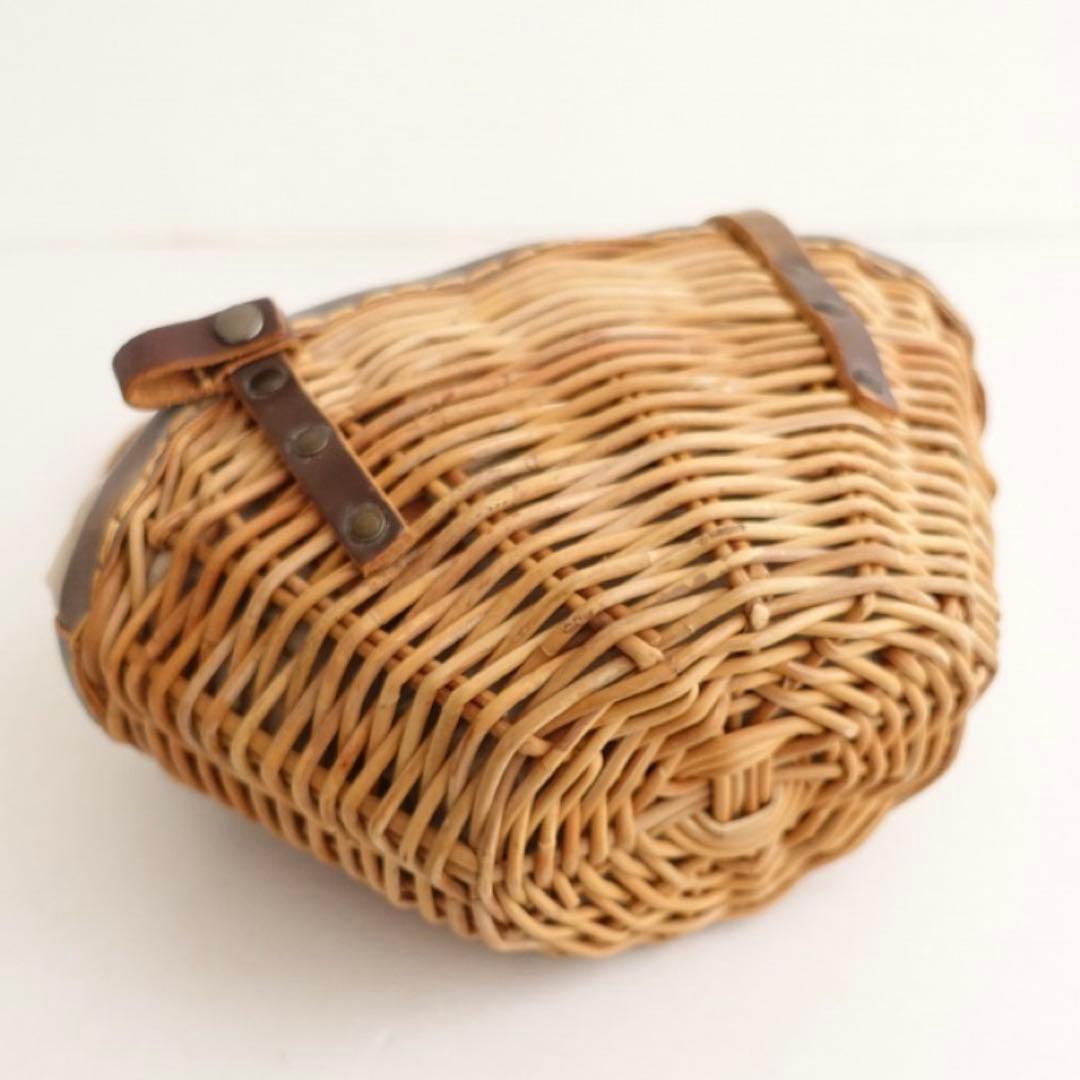 【美品】 エバゴス かごバッグ ハンドバッグ トートバッグ 紅籐 リネン 牛革