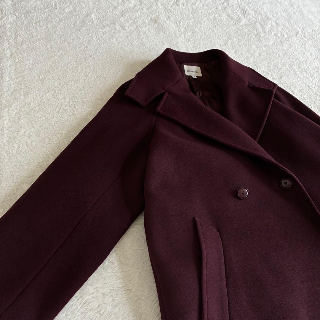 美品 スティーブンアラン 大襟 ウールコート ミドル丈 ダブルブレスト 日本製