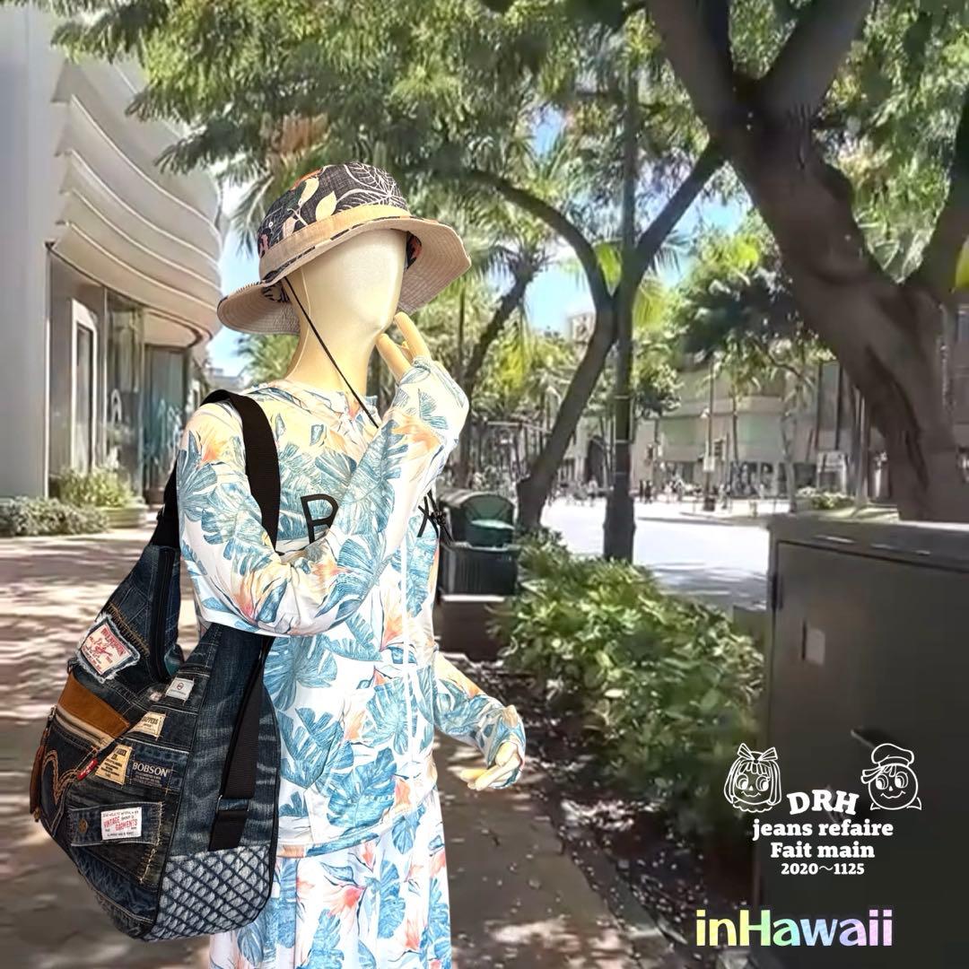 runranです〰️デニムリメイクバッグ 多機能性 Lサイズ