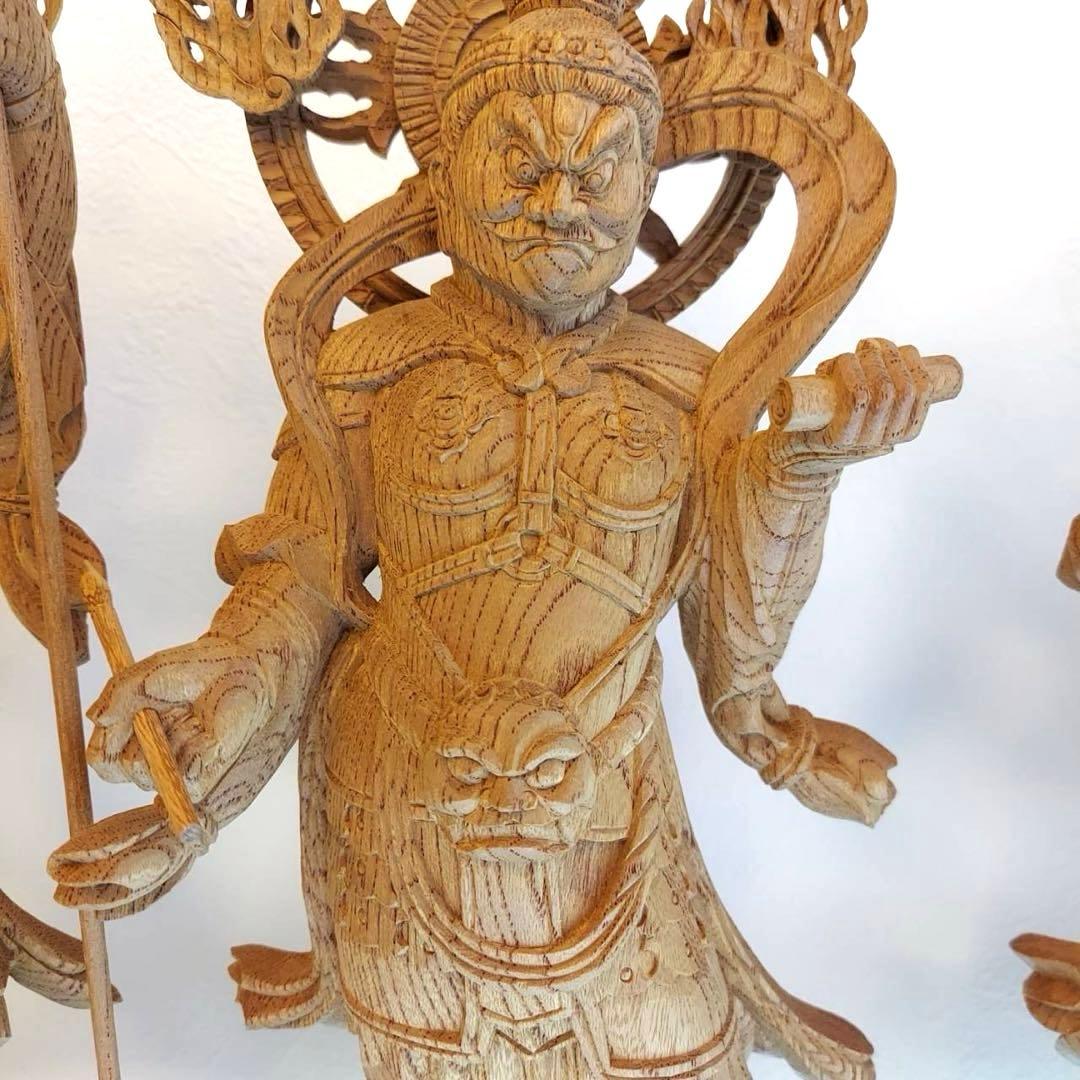 四天王　仏像　木彫　金剛　力士像　置物　4体合計横54cm×1体高さ34cm