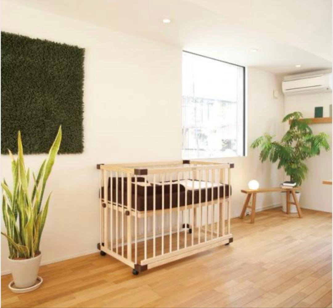 ベッドサイドベッド03 ナチュラル　ファルスカ　サークル　ベビーベッド