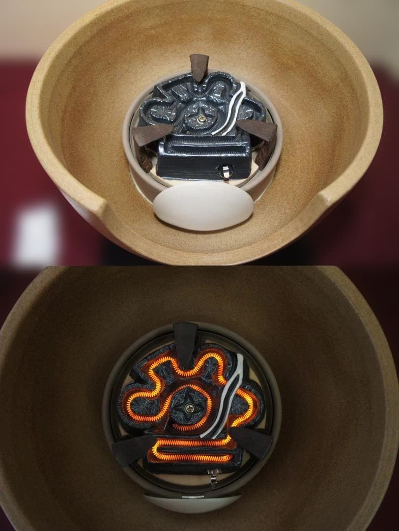 ☆ 野々田 伊羅保風炉型電熱器(道安型) 在銘富士釜 釜鐶他送料込み