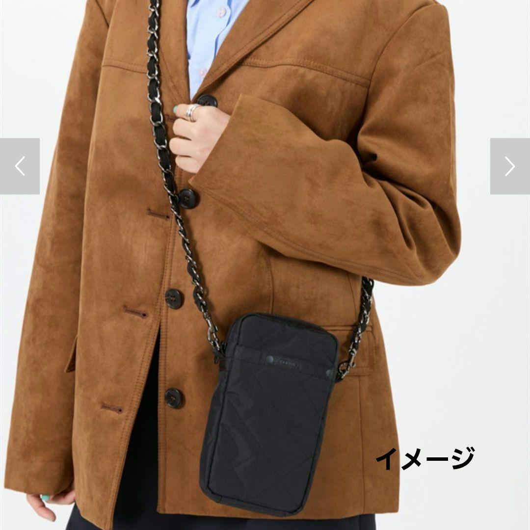 レスポートサック ブラックチェーンキルト スマホショルダー