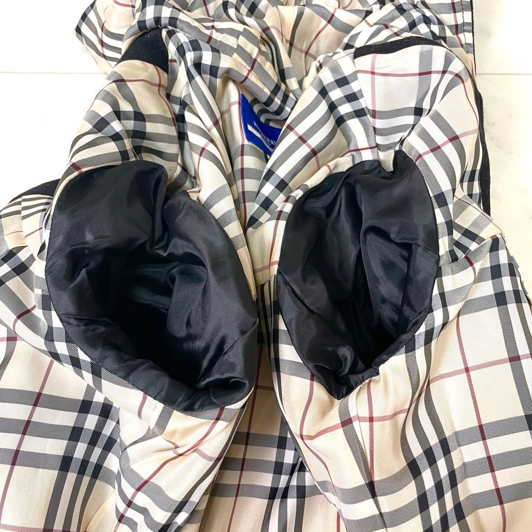 【美品】バーバリーブルーレーベル フード ウールコート アンゴラ M 黒