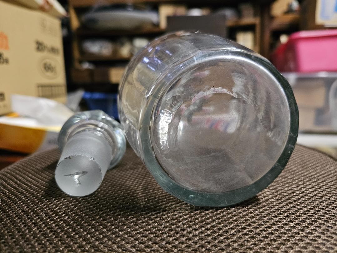 大正から戦前 ウランガラス デキャンタ カットガラス
