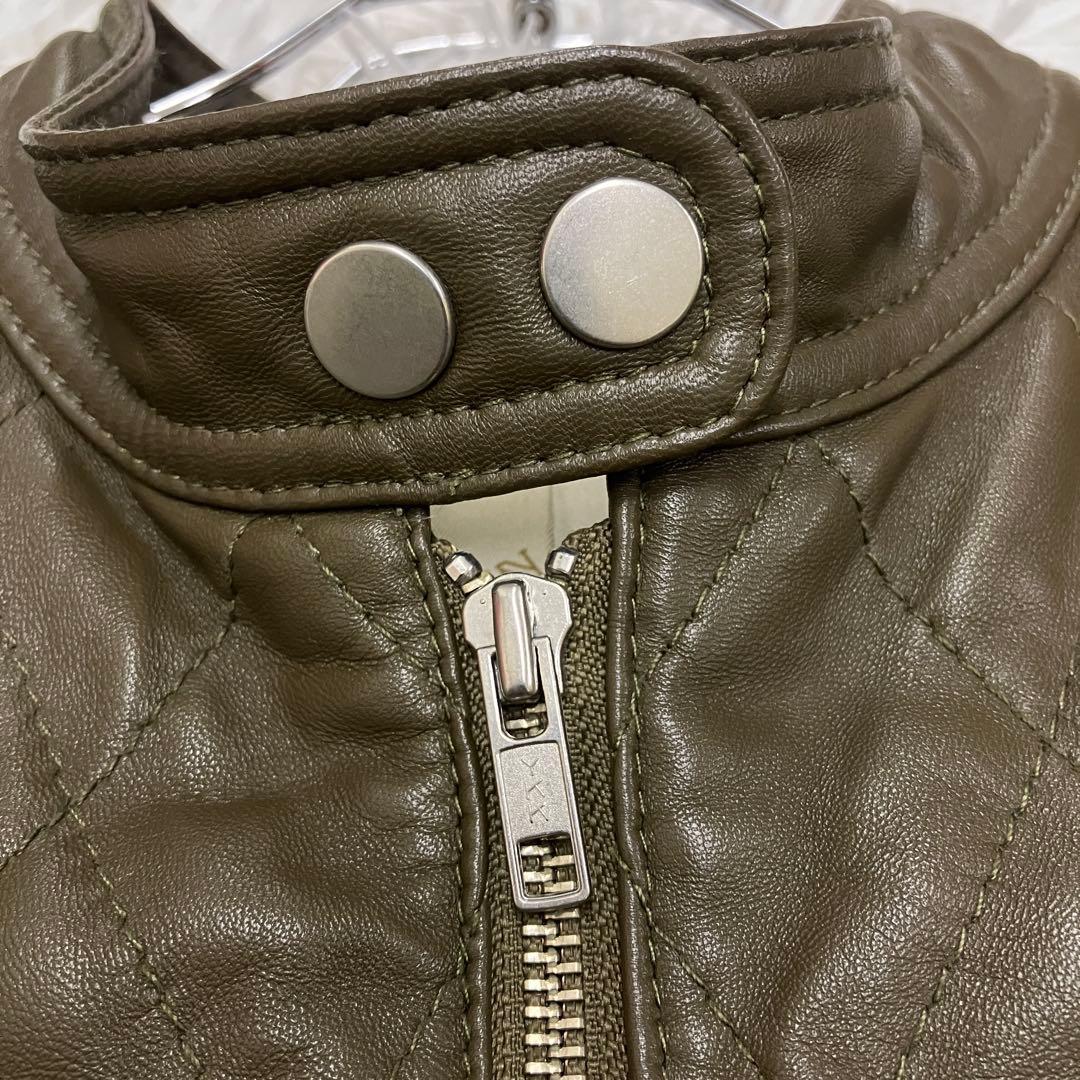 短丈 BALMAIN バルマン キルティング レザー ライダースジャケット 羊革