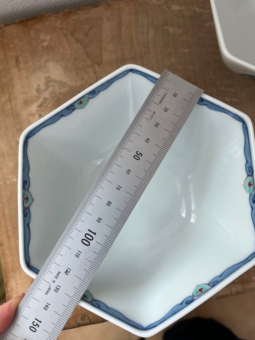 人間国宝　13代　今泉今右衛門窯 錦草花文 六角小鉢 色鍋島 有田焼 高級