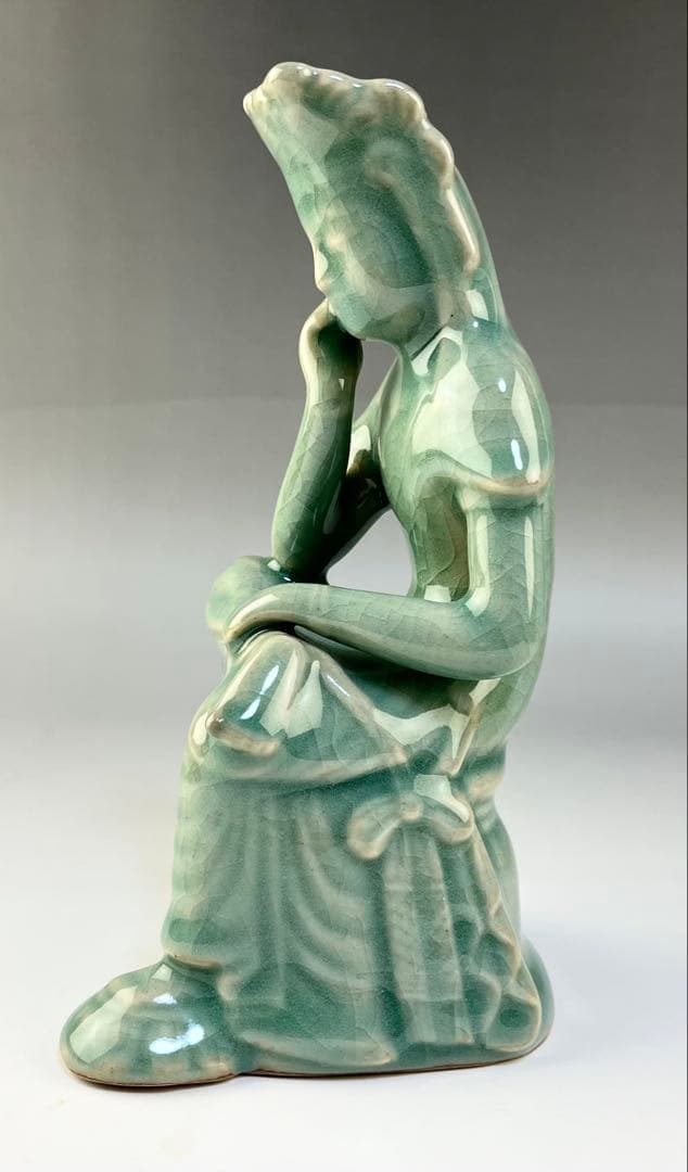 【高麗青磁弥勒菩薩半跏思惟像】陶器　仏像　東洋彫刻　青磁　民芸　民藝　骨董