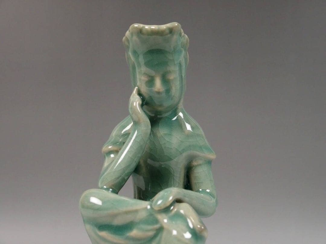 【高麗青磁弥勒菩薩半跏思惟像】陶器　仏像　東洋彫刻　青磁　民芸　民藝　骨董