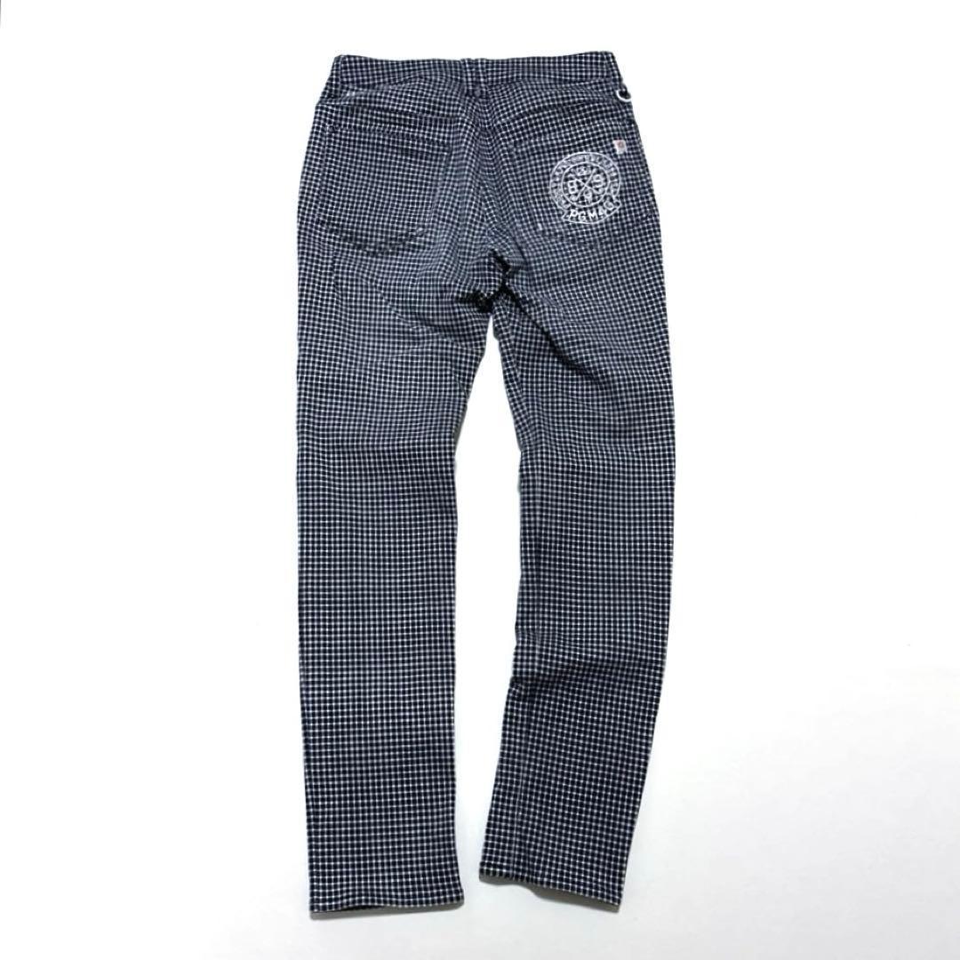 パーリーゲイツ　00/SS レディース　ロングパンツ　ネイビー　チェック　刺繍