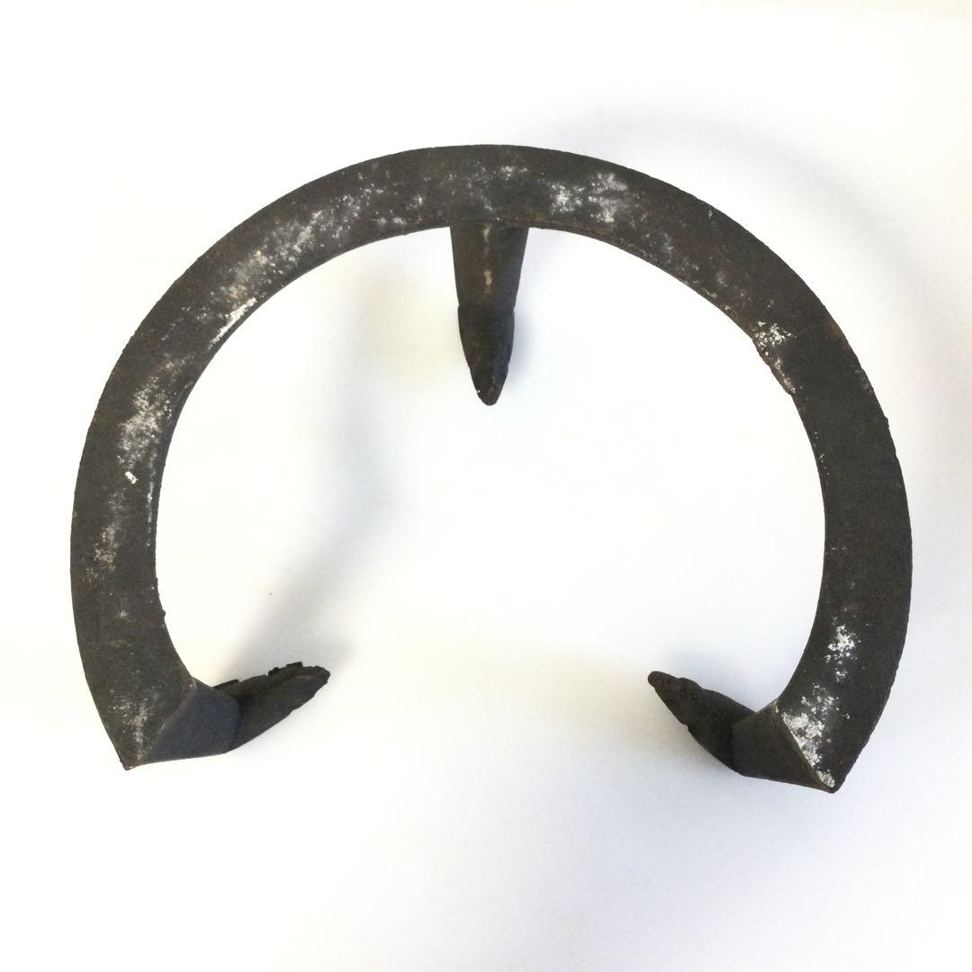 面取風炉 唐銅製 敷瓦 五徳 敷板付 茶道具 銘無し L302