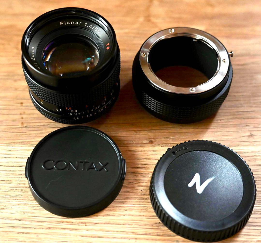 美品Contax Planar 50mm F1.4 AEJ Zマウントアダプタ付
