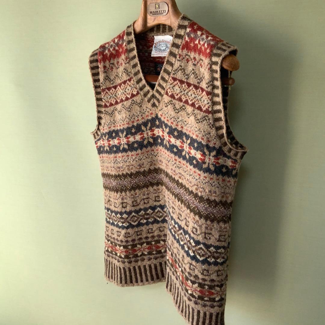 BEAMS PLUS別注 Jamieson’s フェアアイルニットベストS英国製