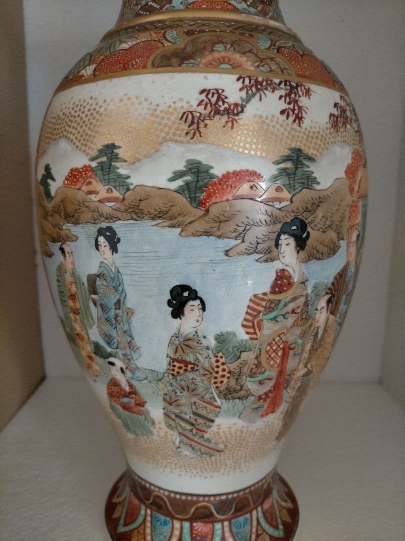 薩摩焼　保土田造　明治時代　花瓶　一対　pair
