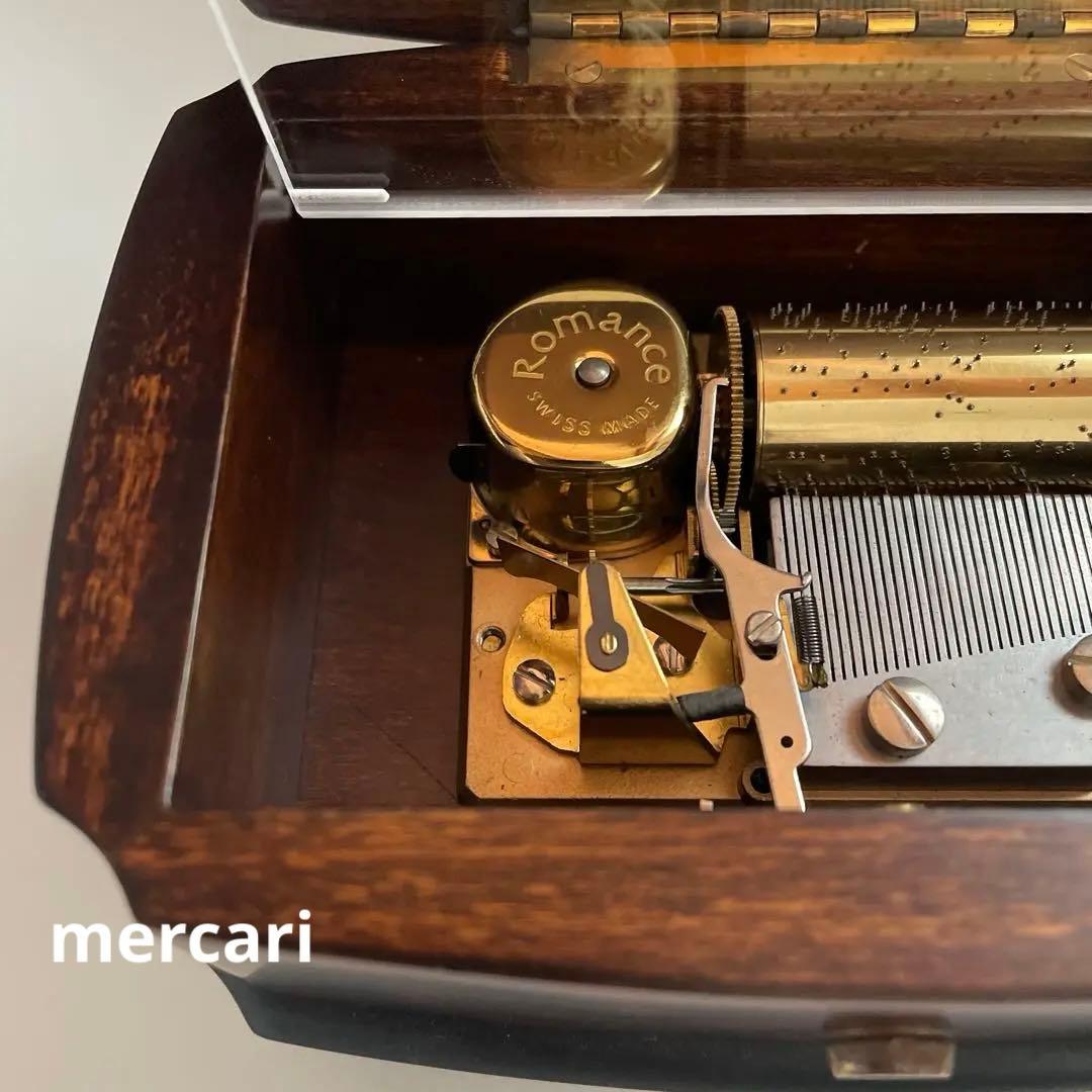 REUGEリュージュ　オルゴール クルミ無垢材象嵌細工ボックス　アンティーク置物