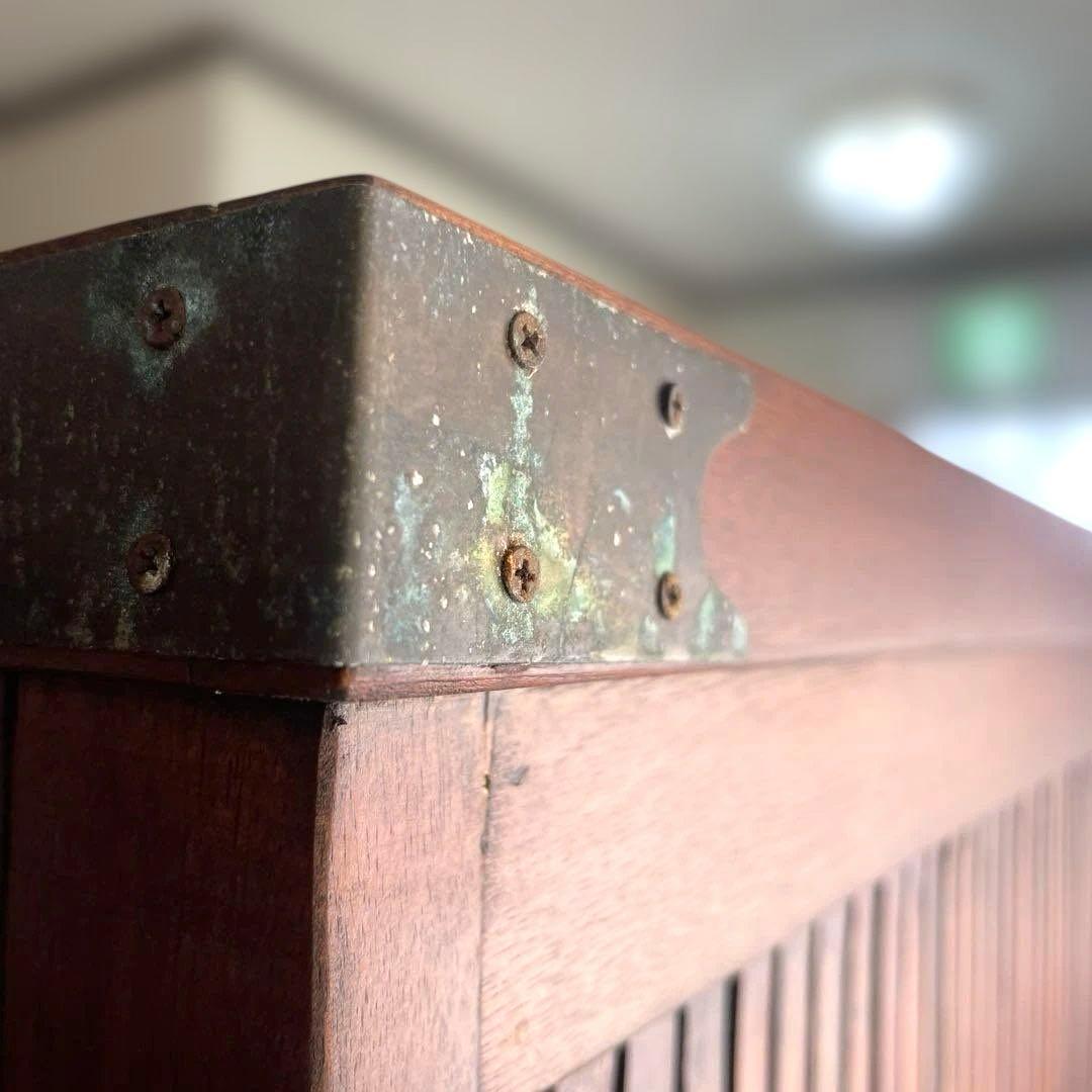 和風 アジアン 飾り棚 茶箪笥 アンティーク 古道具 キャビネット 格子デザイン