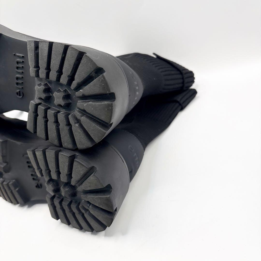 【美品★emmi】 エコニットブーツ ブラック 25cm