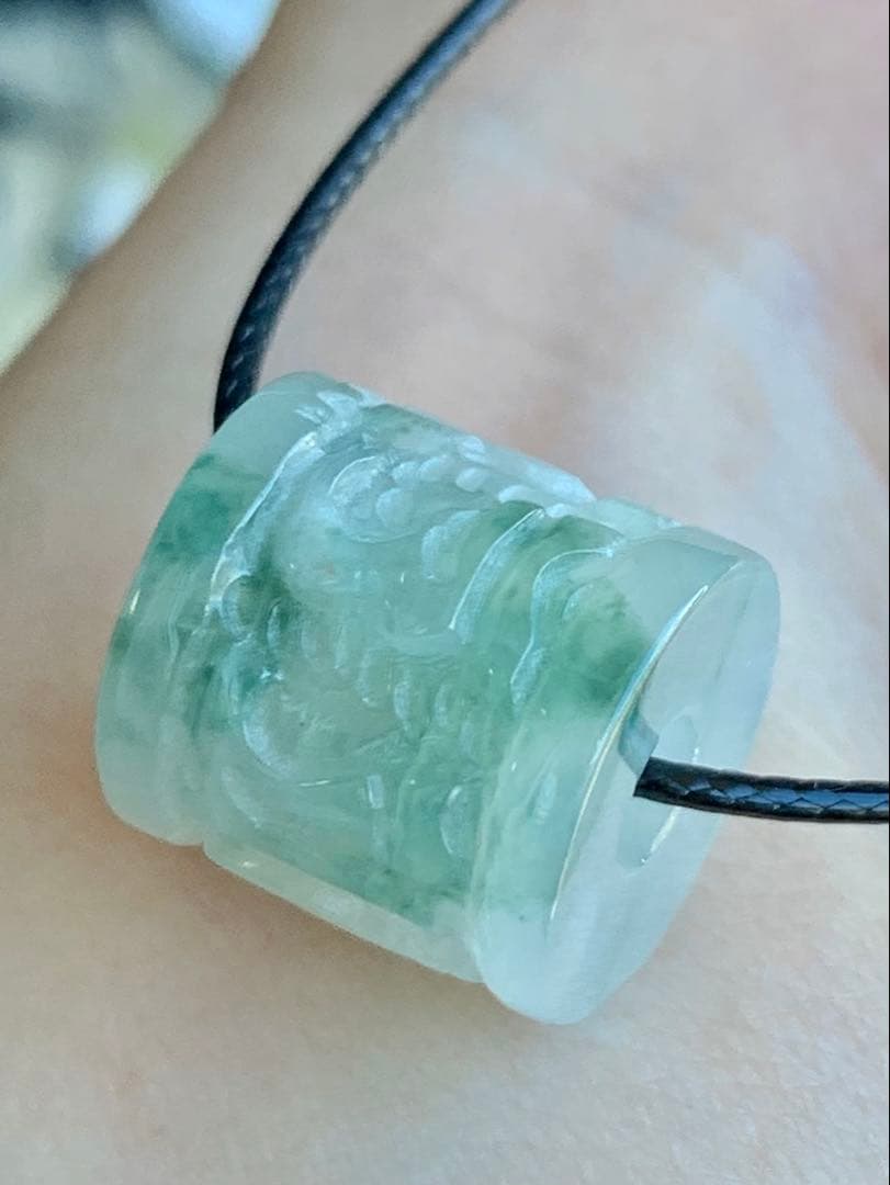 ☘本翡翠　氷種❄️六字真言　ルース⭐️路路通⭐️ネックレス　新品 0155