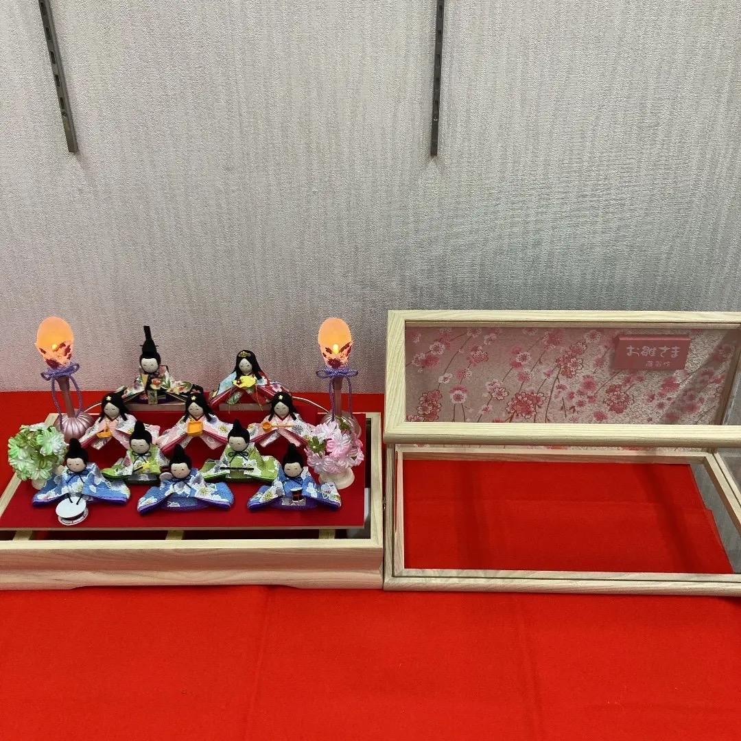K3 わらべ10人飾り　アクリルケース入り　ほほえみ　雛ケース　雛人形ケース入り
