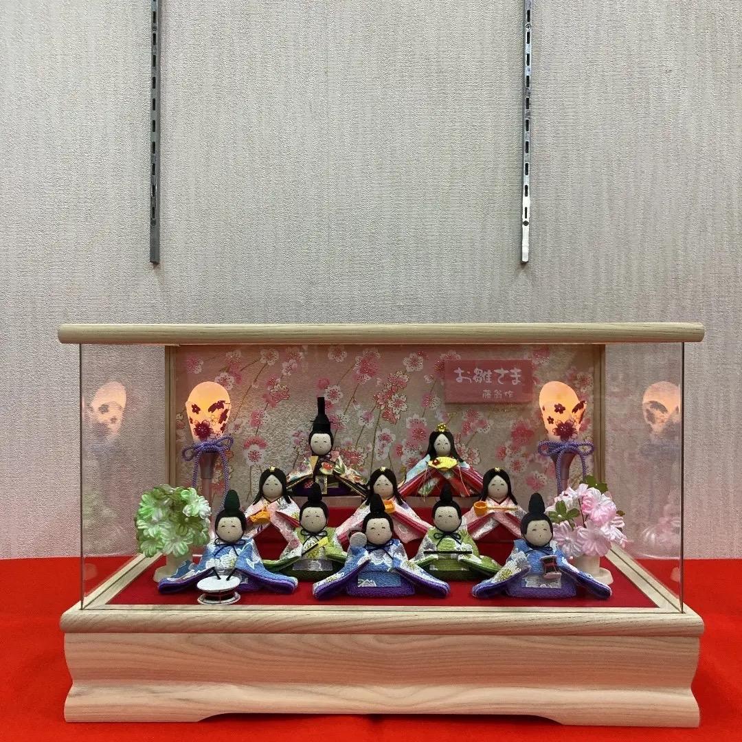 K3 わらべ10人飾り　アクリルケース入り　ほほえみ　雛ケース　雛人形ケース入り