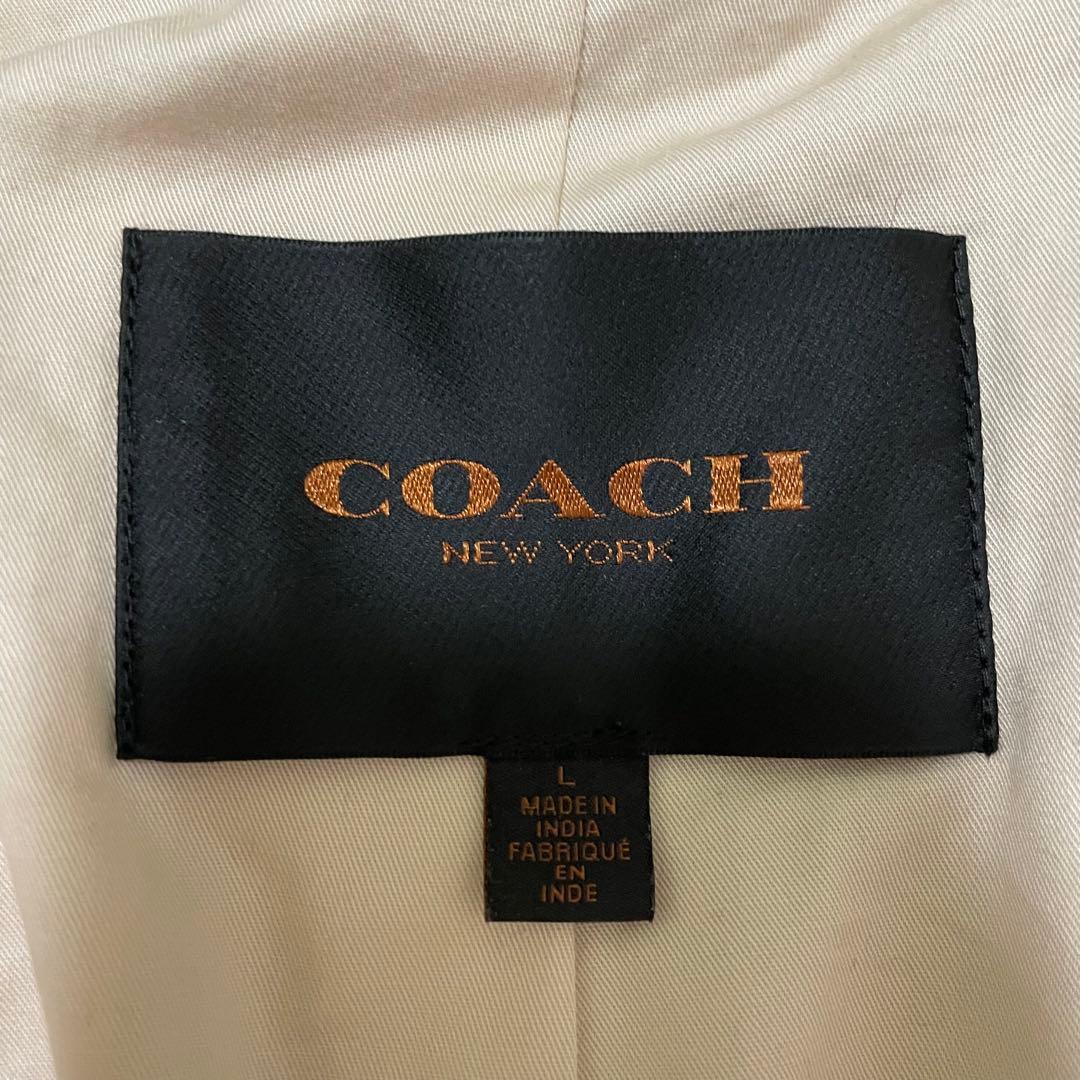 美品/現行モデル コーチ ラムレザージャケット ピンクベージュ クロップド L