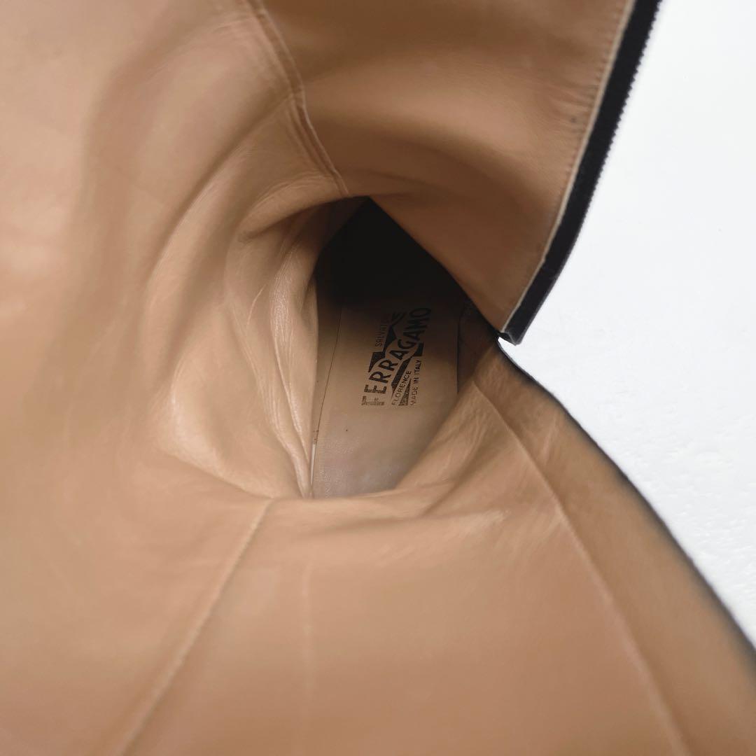 サルヴァトーレ フェラガ ロングブーツ ガンチーニ レザー ブラック23.5cm